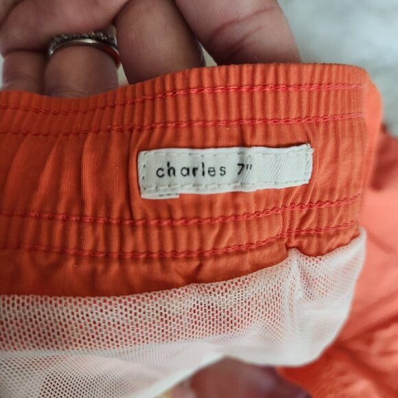 Onia Swim Board Trunks Shorts Men's XL Mesh Lined 7" Orange Beach - Picture 9 of 13